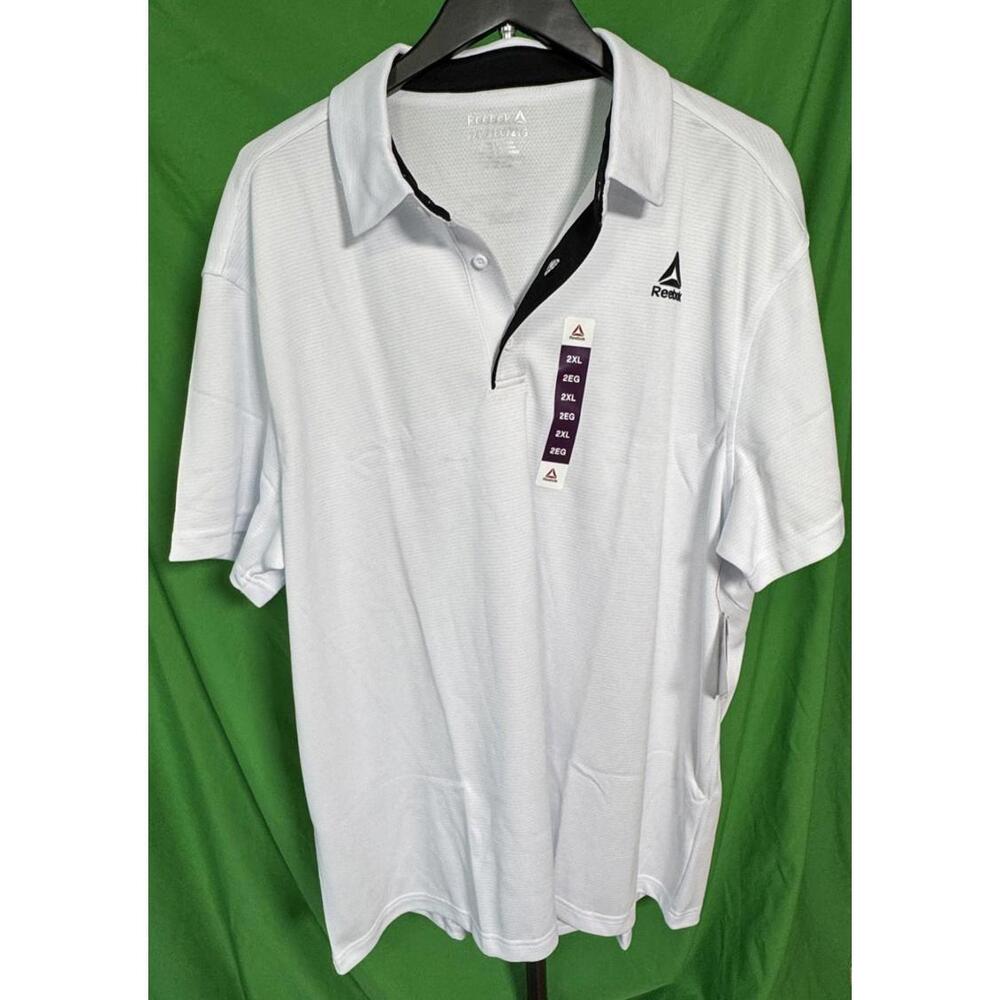 Reebok Stark White Performance Polo Shirt Short Sleeve Men's 2XL NEW NWT!!